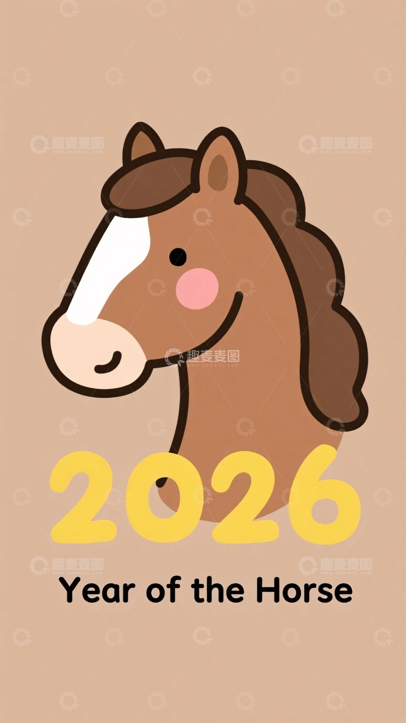 高清大图下载【趣麦麦图】-年马年插画308