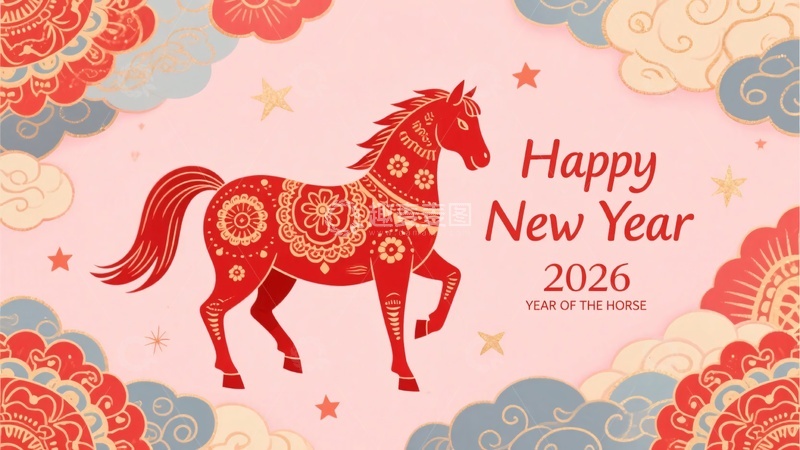 高清大图下载【趣麦麦图】-年马年新年插画193