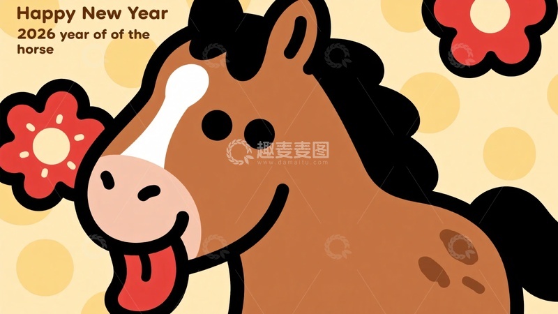 高清大图下载【趣麦麦图】龙年卡通小马贺新年396