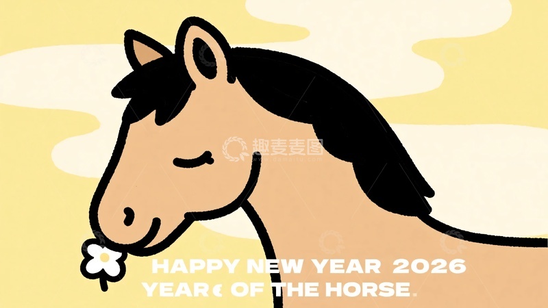 高清大图下载【趣麦麦图】年马年新年插画736
