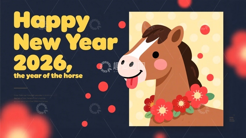 高清大图下载【趣麦麦图】-年马年新年插画871