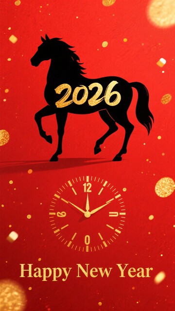 新年贺图骏马时钟元素784