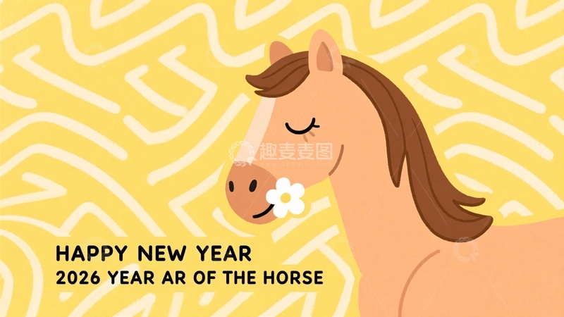 高清大图下载【趣麦麦图】-年马年新年插画584