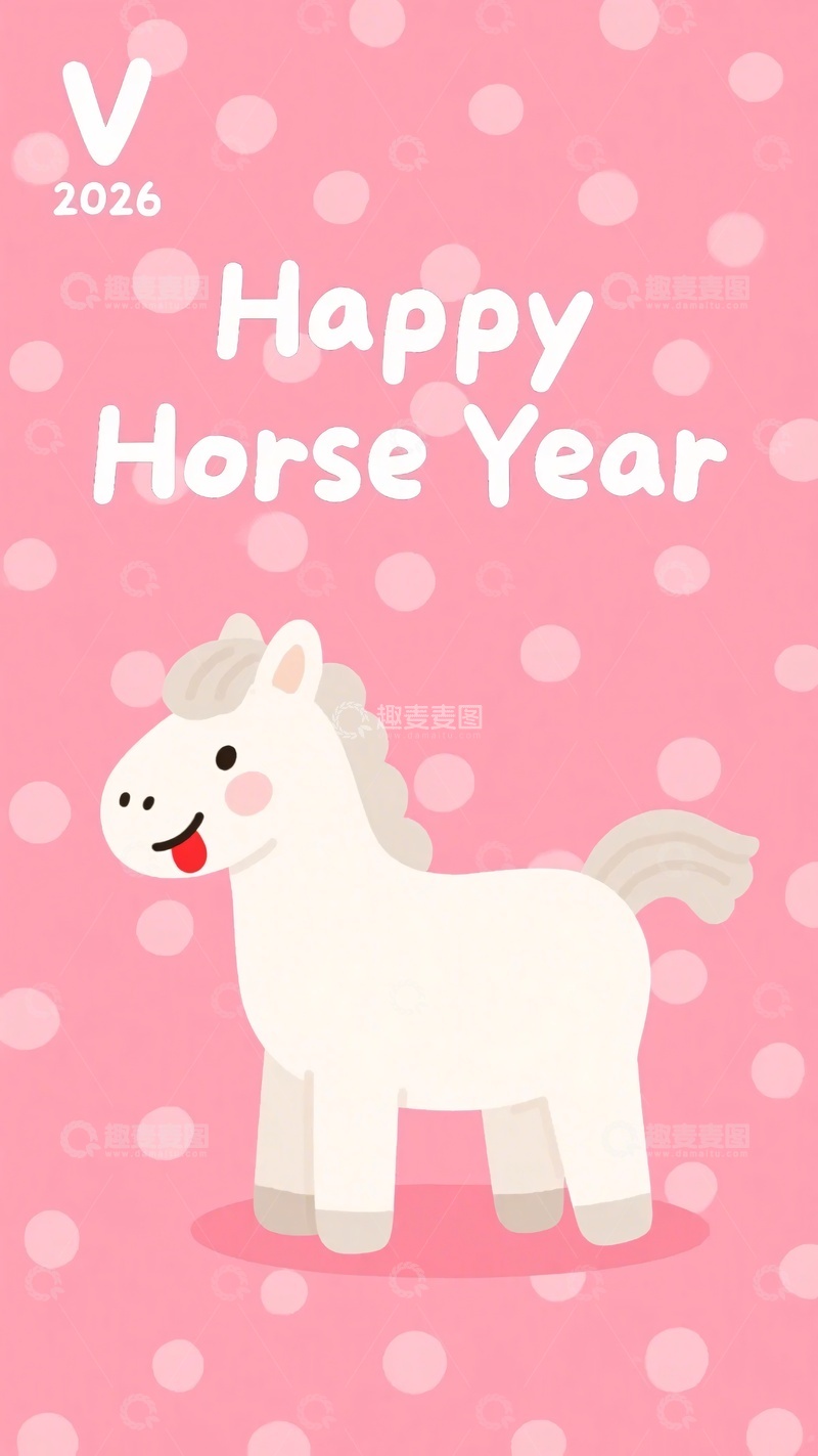 高清大图下载【趣麦麦图】年快乐马年插画553