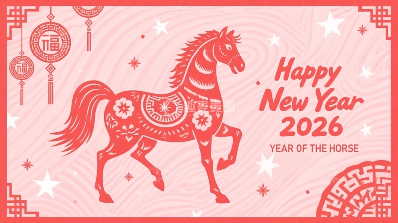 高清大图下载【趣麦麦图】年马年新年祝福插画320