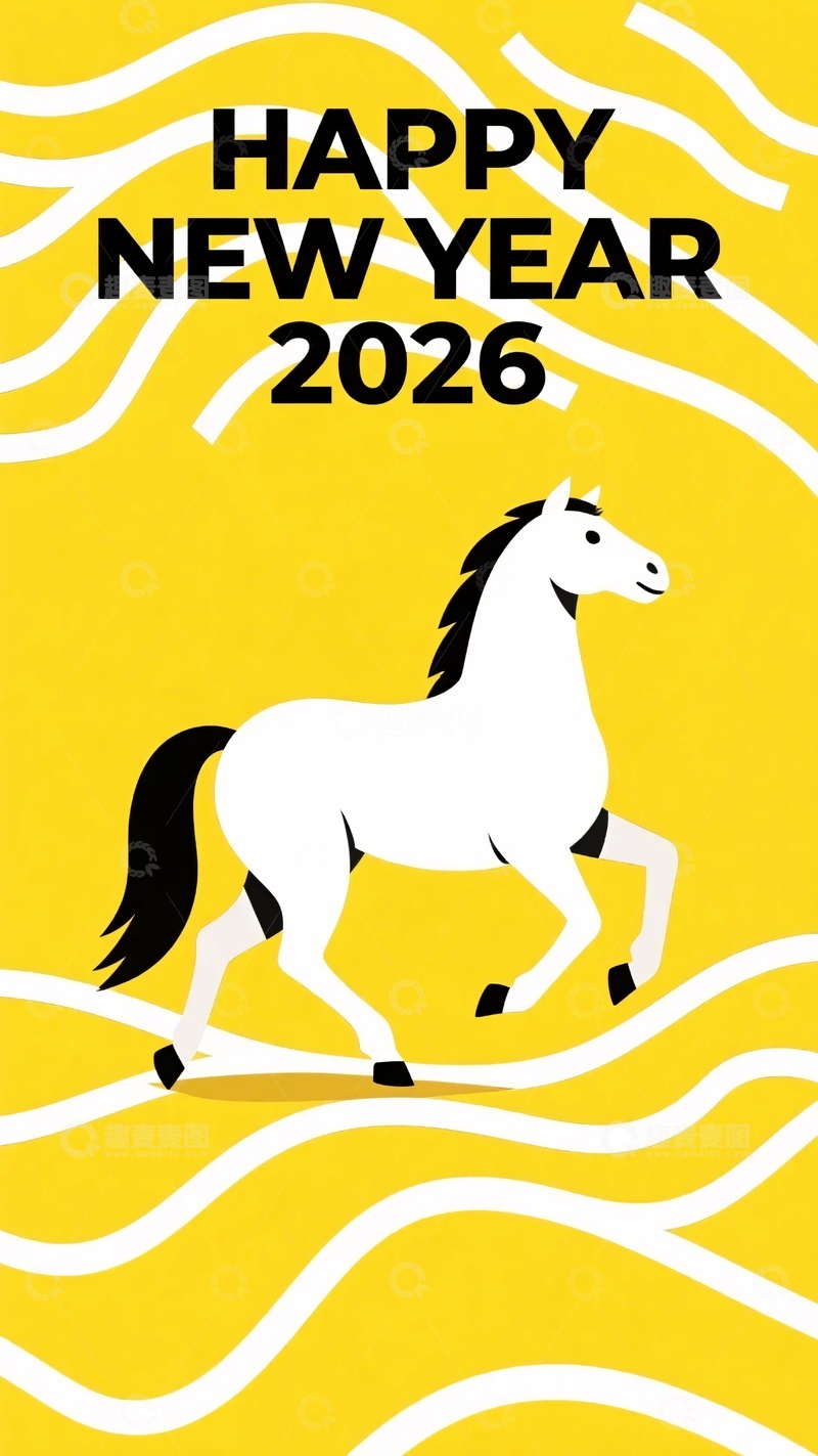 高清大图下载【趣麦麦图】-新年白马插画768