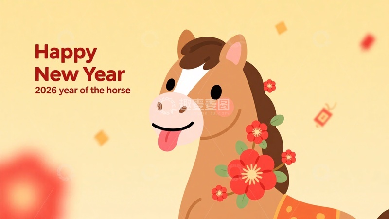 高清大图下载【趣麦麦图】-马年新年插画169