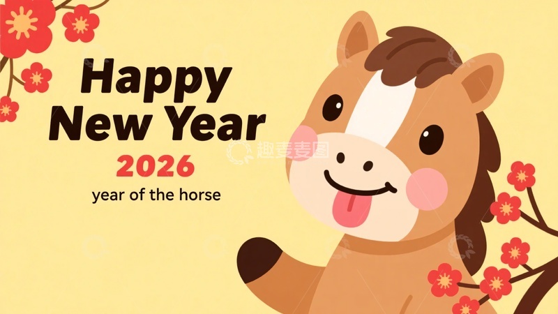 高清大图下载【趣麦麦图】年马年新年插画679