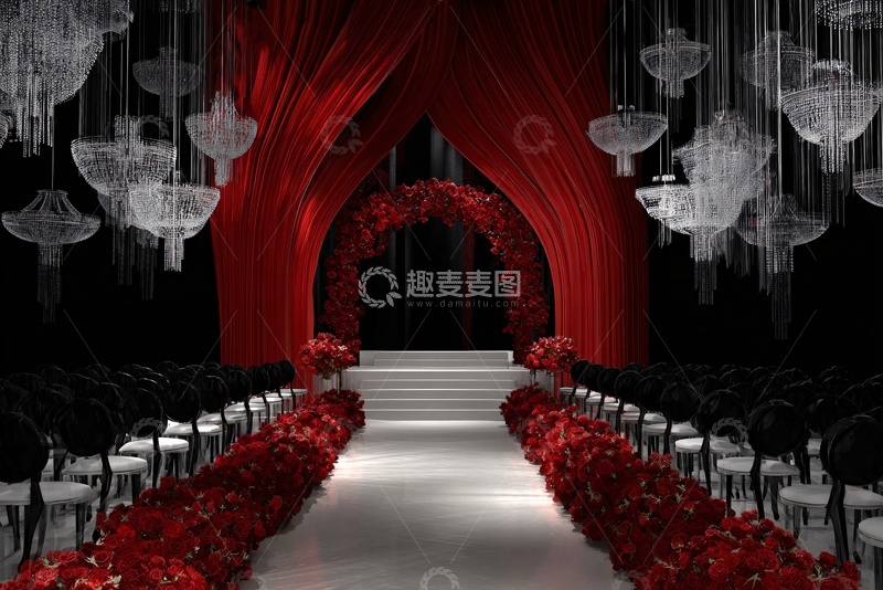 高清大图下载【趣麦麦图】-浪漫红黑婚礼场景布置337