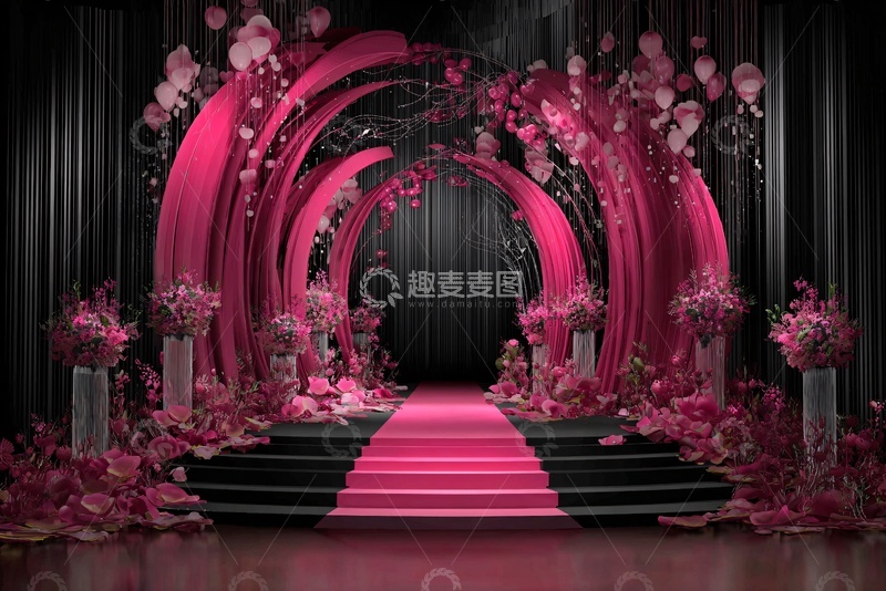 高清大图下载【趣麦麦图】-粉色浪漫婚礼舞台场景454