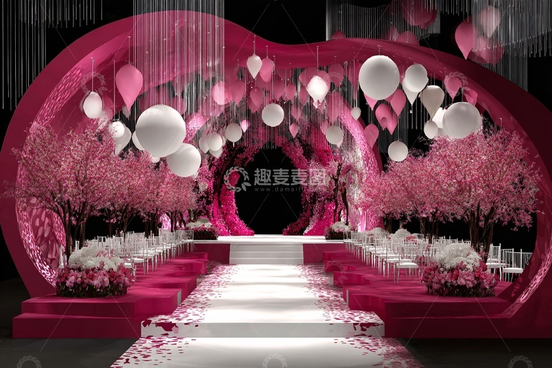 高清大图下载【趣麦麦图】-粉色浪漫婚礼场景布置339