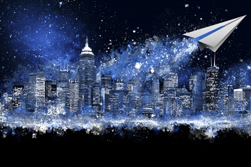 纸飞机飞过梦幻城市夜空787