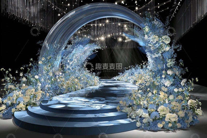 高清大图下载【趣麦麦图】-蓝色系浪漫婚礼场景布置224