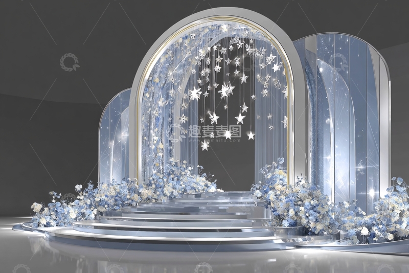 高清大图下载【趣麦麦图】-梦幻蓝色婚礼拱门场景116
