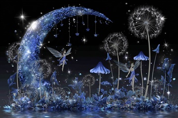梦幻月夜下的精灵与蒲公英801