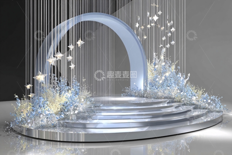 高清大图下载【趣麦麦图】梦幻蓝白色舞台场景设计473