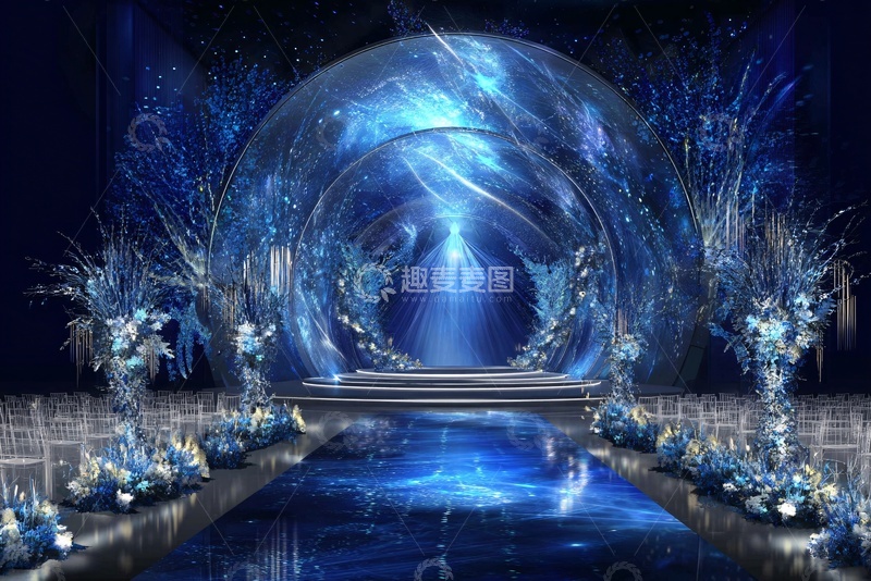 高清大图下载【趣麦麦图】梦幻蓝色婚礼场景布置316