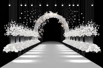 黑白风婚礼花卉拱门场景800