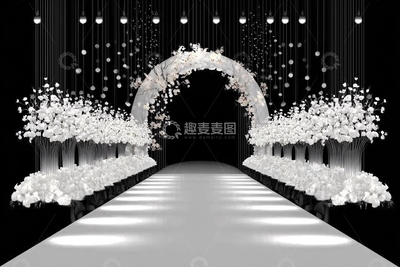 高清大图下载【趣麦麦图】黑白风婚礼花卉拱门场景800