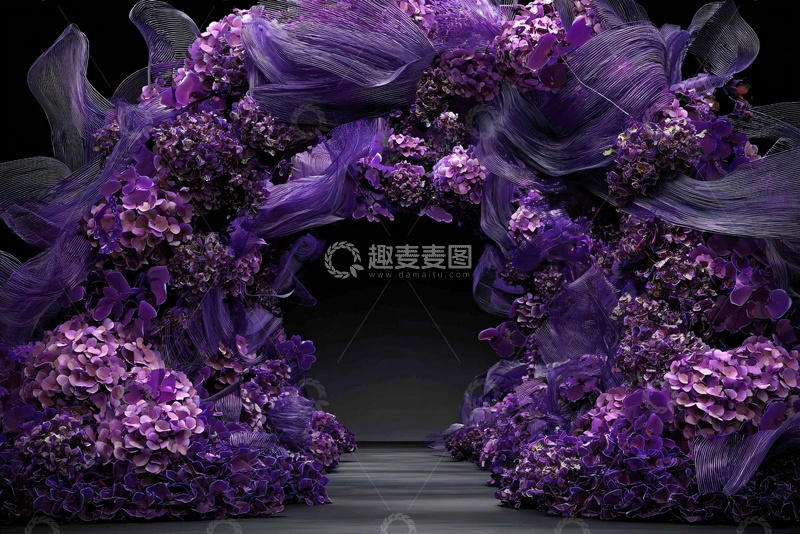高清大图下载【趣麦麦图】-紫色花卉装饰拱门978