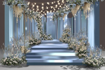 蓝白色浪漫婚礼通道场景220