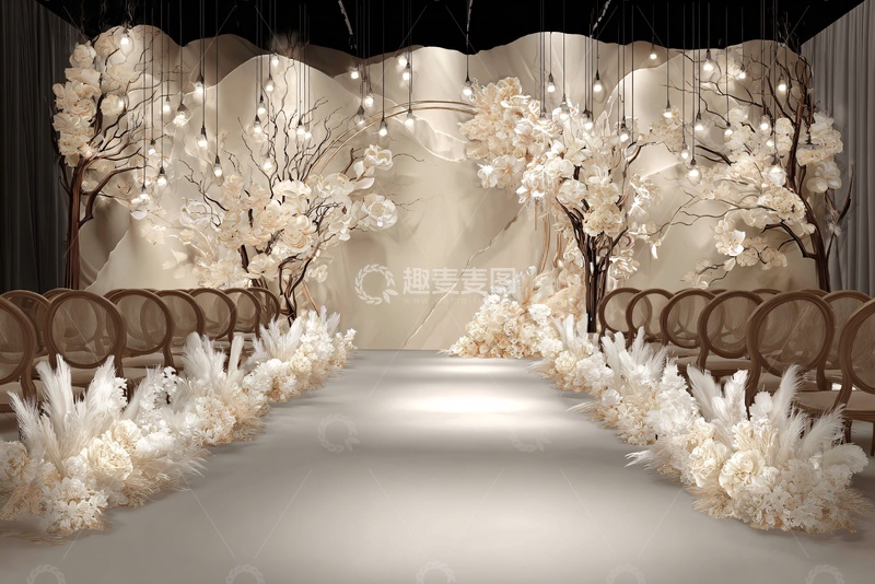 高清大图下载【趣麦麦图】唯美白色系婚礼场景布置799