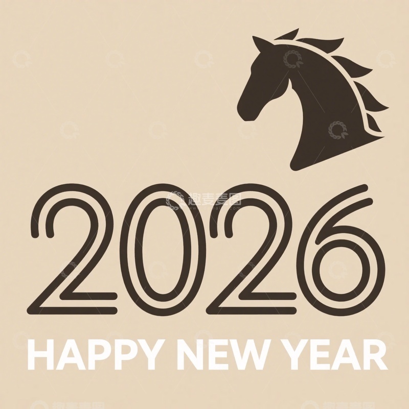 高清大图下载【趣麦麦图】-新年马头插画621