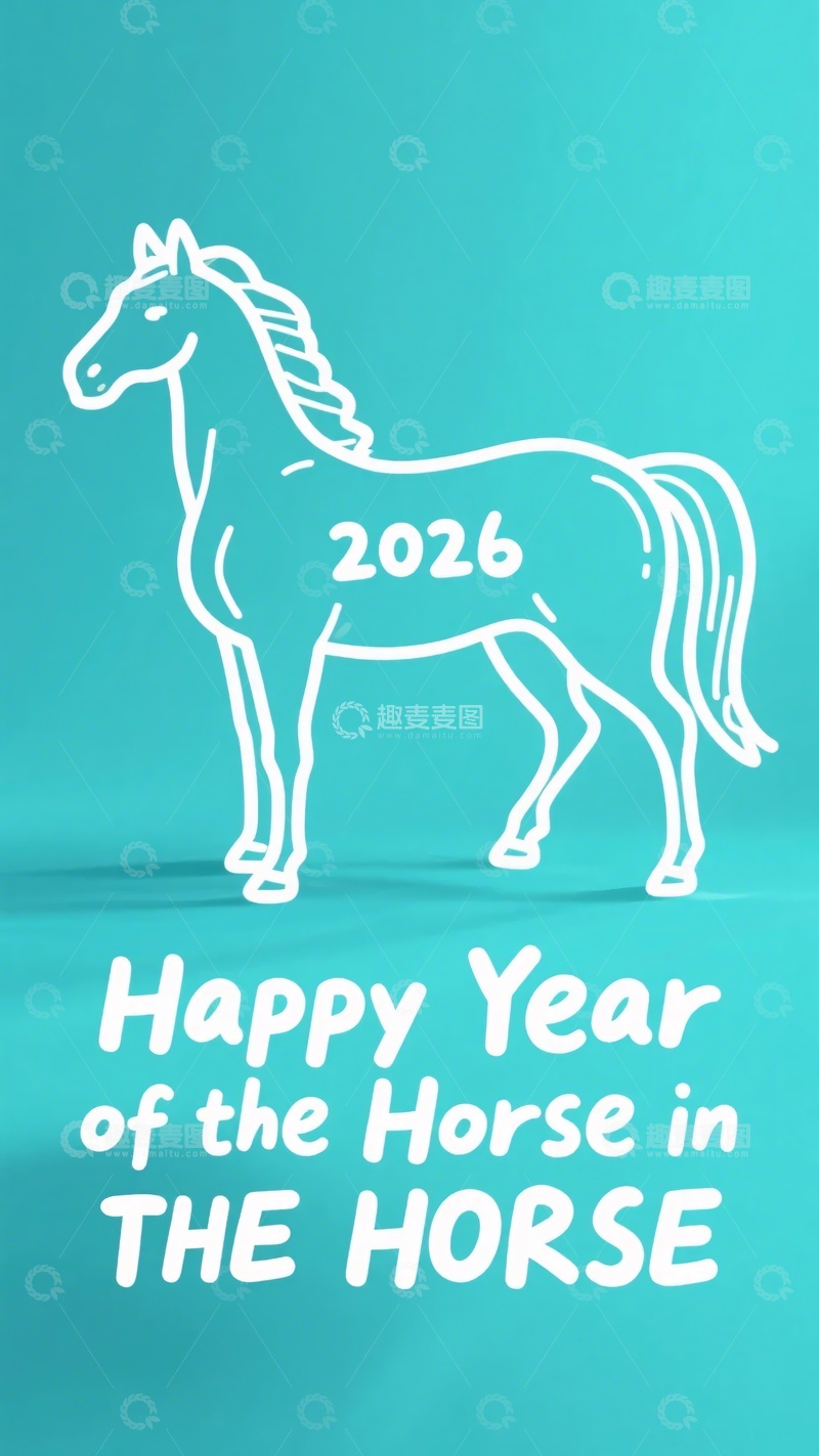 高清大图下载【趣麦麦图】-马年祝福插画472