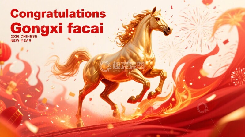 高清大图下载【趣麦麦图】-金马贺岁新年插画127
