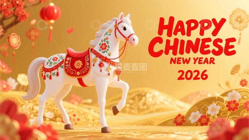 高清大图下载【趣麦麦图】年中国新年装饰小马贺图834
