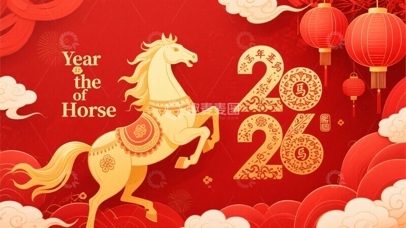 高清大图下载【趣麦麦图】-年马年主题插画635