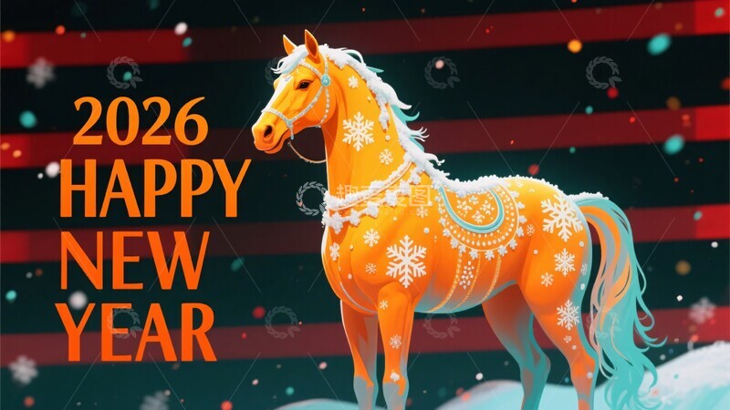 高清大图下载【趣麦麦图】年新年主题装饰马插画404