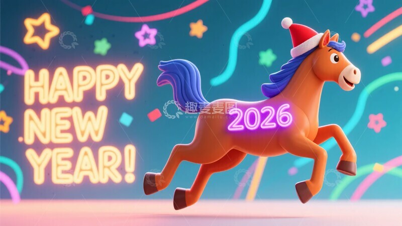 高清大图下载【趣麦麦图】-新年欢乐小马贺岁图952