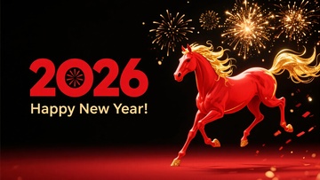 年新年红色奔马贺图662
