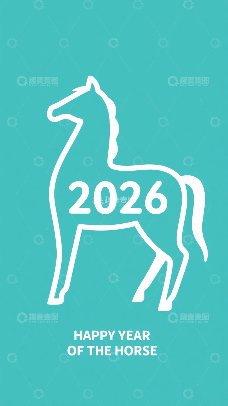 高清大图下载【趣麦麦图】马年新年插画425