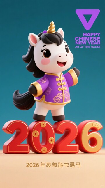 年卡通中黑马形象贺岁988