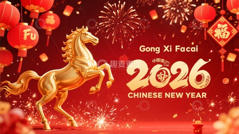 高清大图下载【趣麦麦图】年中式新年金马贺岁图149