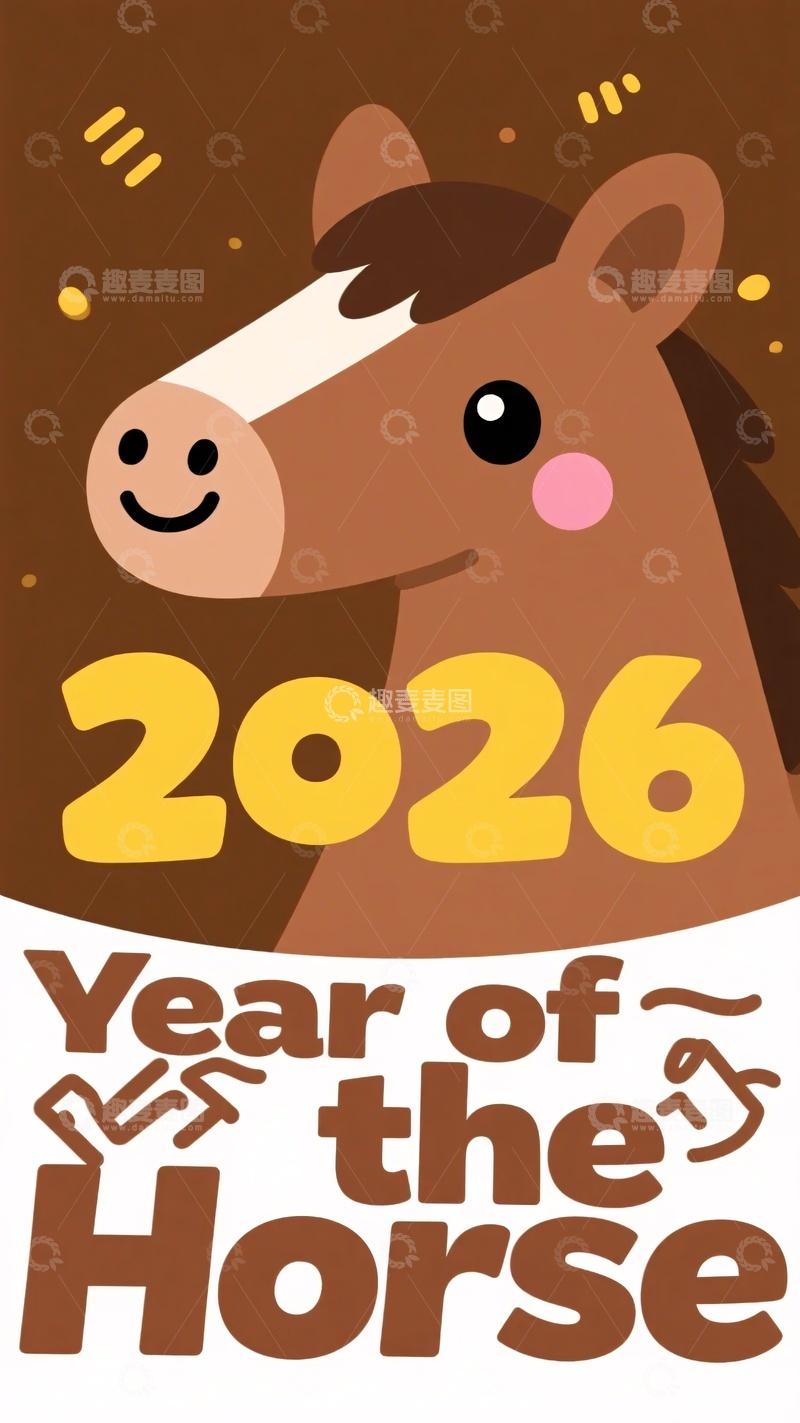 高清大图下载【趣麦麦图】年马年主题插画460