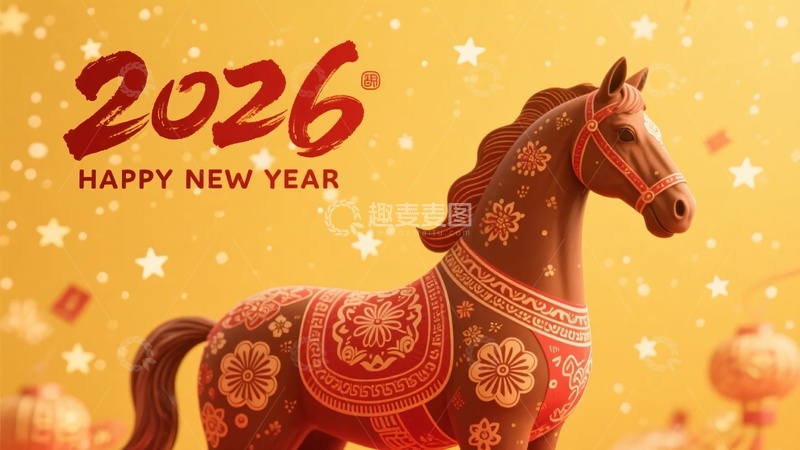 高清大图下载【趣麦麦图】年新年装饰马插画355