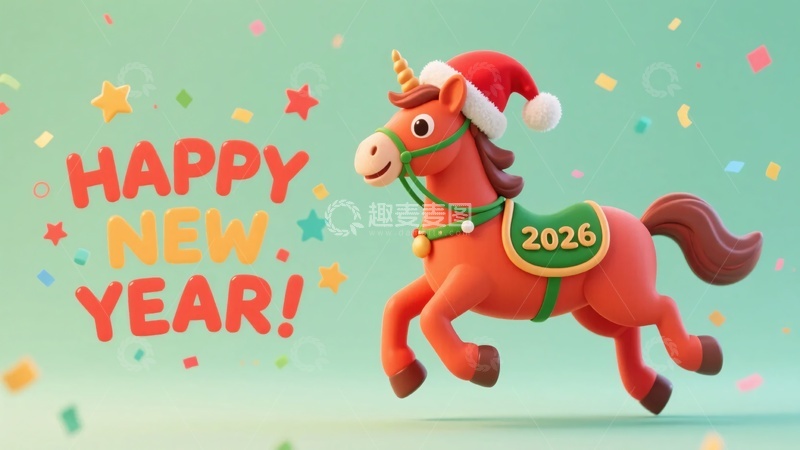 高清大图下载【趣麦麦图】-新年独角兽贺岁插画629