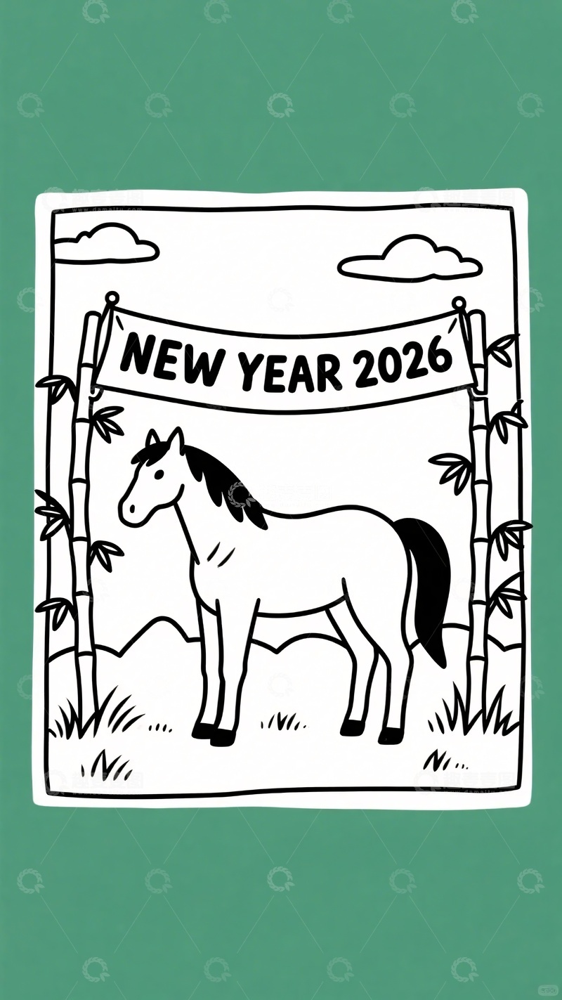 高清大图下载【趣麦麦图】新年主题马插画767