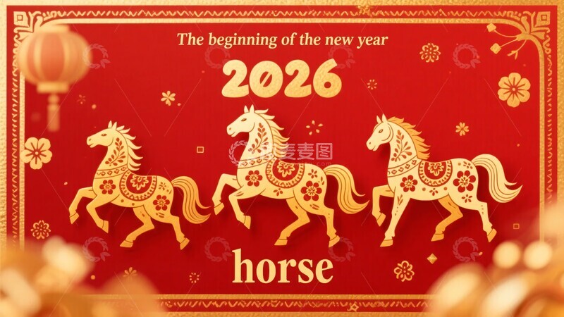 高清大图下载【趣麦麦图】-年马年新年插画184