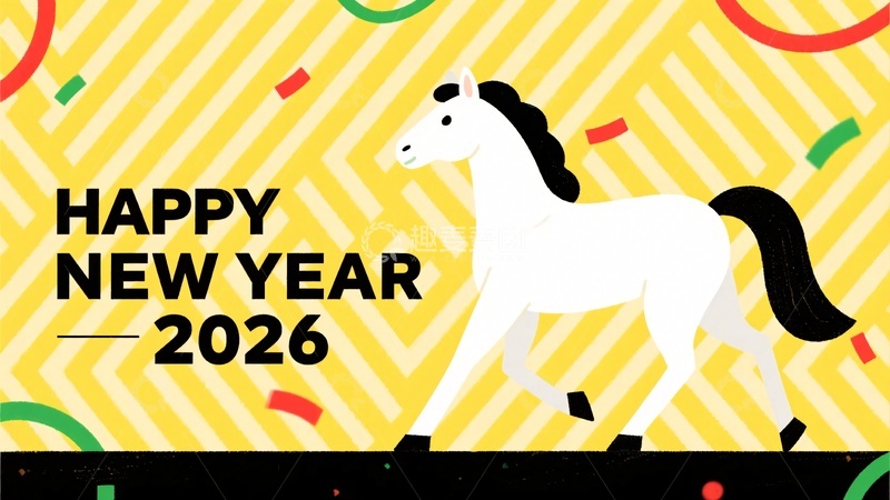 高清大图下载【趣麦麦图】-新年白马插画667