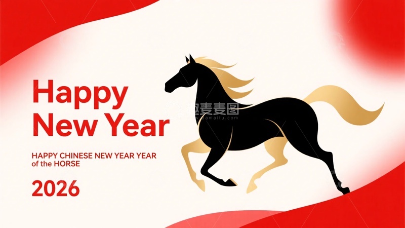 高清大图下载【趣麦麦图】新年骏马贺岁插画226