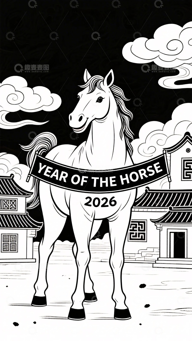 高清大图下载【趣麦麦图】-年马年主题插画558