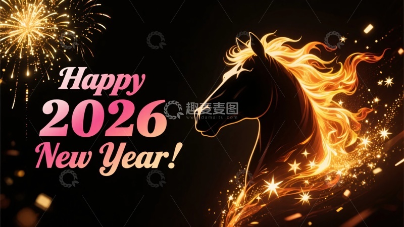 高清大图下载【趣麦麦图】-新年欢庆马头插画500