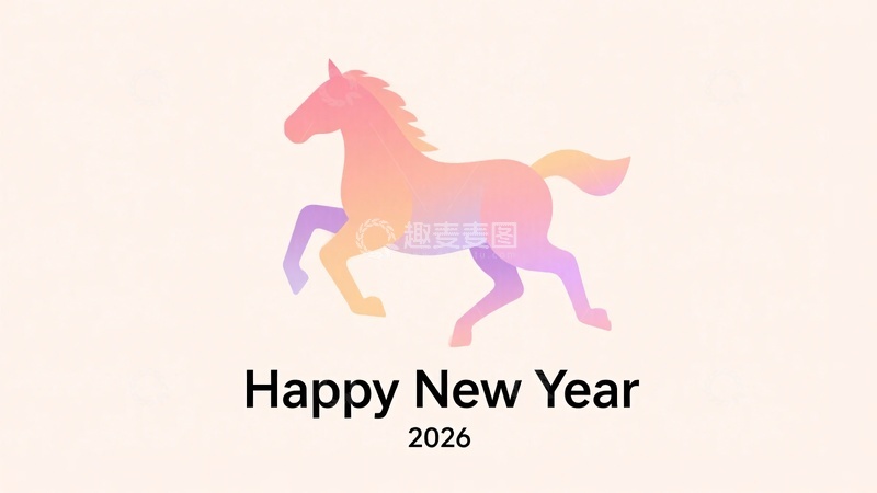 高清大图下载【趣麦麦图】-新年彩色奔马插画471
