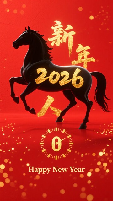 新年黑马贺岁插画889
