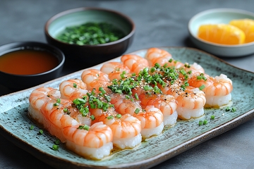 摆盘精致的虾仁寿司料理068