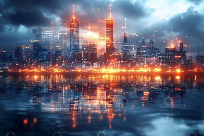 高清大图下载【趣麦麦图】-未来感城市夜景风光496